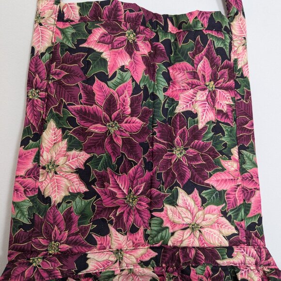Vintage 1980s Child's Apron Pink Purple Poinsettias Quilted Front All Cotton USA - Picture 13 of 16